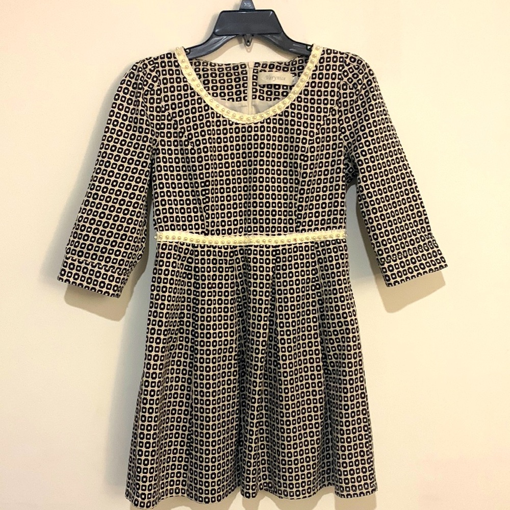 Mini dress with pearl accents